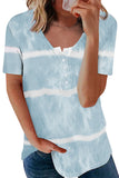 Buttoned Tie-dye Short Sleeve Top