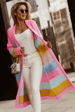 color Color Block Knit Pocketed Open Front Cardigan