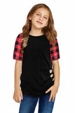 Plaid Raglan Sleeves Girls’ Tee