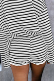 Striped Lounge Long Sleeves Shorts Set