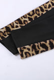 Leopard Splicing Mid Waist Stretchy Skinny Pants