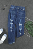 Medium Wash High Rise Distressed Skinny Jeans