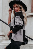 Gray Colorblock Checkered Sherpa Jacket