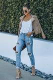 High Waist Distressed Skinny Jeans