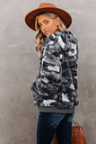 Camo Print Zipper Fleece Hooded Coat with Pockets