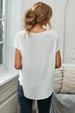 V Neck Lace Patchwork Tee with Knot