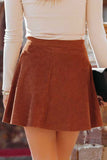 Brown Button Front Corduroy Mini Skirt