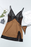 Lace Spice Satin Babydoll with Slit