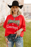 Cowboys Graphic Crew Neck Short Sleeve Tops