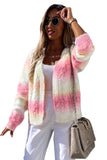 Multicolor Gradient Open Front Colorblock Tie-dye Cardigan