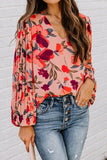 Floral Pleated Balloon Sleeve Blouse