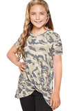 Camouflage Print Twist Girls Tee