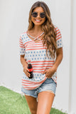 Stars and Stripes Print Crisscross Neck Tee