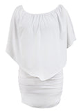 Plus Size Multiple Dressing Layered Dark Blue Mini Poncho Dress