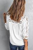 White Crochet Trim Hollow-out Blouse