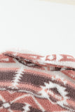 Tribal Print Pocket Buttoned Sherpa Jacket