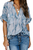 Printed Pocket Short Sleeve Blouse