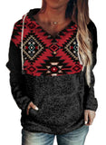 Tribal Geometric Print Hoodies with Pocket