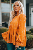 Floral Print Ruffle Long Sleeve Tunic Top