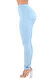 Light Blue High Waist Skinny Jeans with Round Pockets