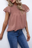 Tiered Sleeve Frilled Neck Dotted Top