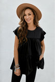 Short Sleeve Keyhole Ruffled Babydoll Top