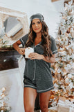 Dotted Satin Short Sleeve Shirt and Shorts Pajama Set