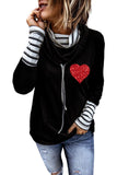 Striped Splicing High Neck Sweatshirt