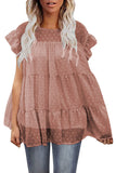 Dusty Pink Polka Dot Babydoll Style Flutter Sleeve Top