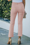 Pink Frayed Edge Cropped Straight Jeans