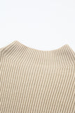High Neck Drop Shoulder Rib Knit Sweater