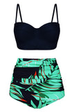 Push Up Floral Print High Waist Plus Size Bikini