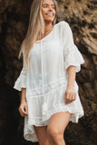 Flare Sleeves White Swimsuit Cover Up