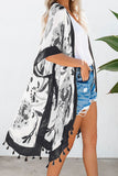 Bohemian Print Open Front Loose Kimono Beach Cover up