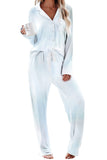 Multicolor Tie-dye Long Sleeve Shirt with Pants Lounge Set