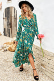 Boho Ruffles Smocked Waist Floral Print Maxi Dress