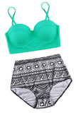 Push Up Floral Print High Waist Plus Size Bikini