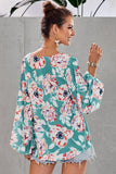 Boho Print Balloon Sleeve Blouse