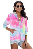 Multicolor Tie-dye Pocket Zip Up Hoodie