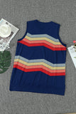 Crew Neck Colorblock Stripes Tank Top