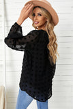 Black Swiss Dot Bubble Sleeve Blouse