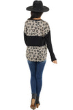 Latter Colorblock Leopard Print Long Sleeve Top