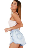 Dark Blue Wash Distressed Denim Shorts