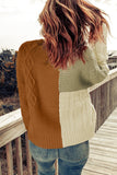 Crew Neck Contrast Color Block Sweater