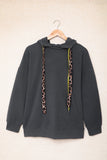 Leopard Print Drawstring Drop-shoulder Hoodie