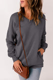 Ribbed V Neck Drop Shoulder Sweatshirt