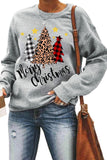 Merry Christmas Plaid Leopard Tree Pattern Sweatshirt