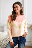 V Stripe Pattern Colorblock Sweater