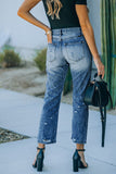 Medium Wash High Rise Straight Leg Jeans