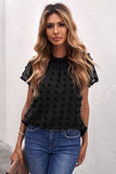 Ruffled Sleeve Swiss Dot T-shirts